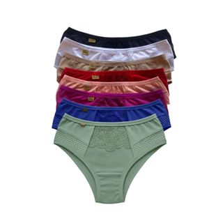 Kit Calcinha Cintura Alta Pós Parto Gestante Renda Lingerie Feminina Forro 100% Algodão em Oferta na Shopee