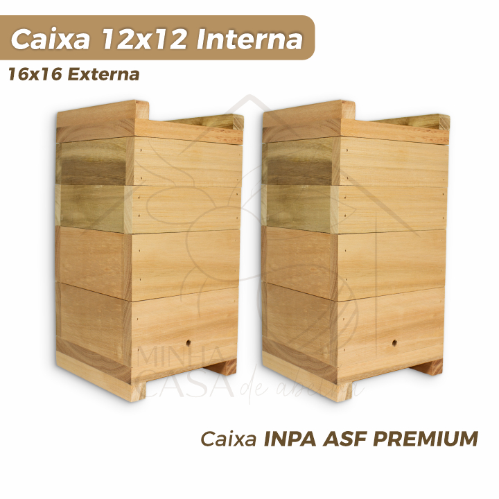 Kit 2 Caixas INPA ASF 12x12cm em Eucalipto Rosa para Abelhas Sem Ferrão Jataí Mirim Mandaçaia Uruçu