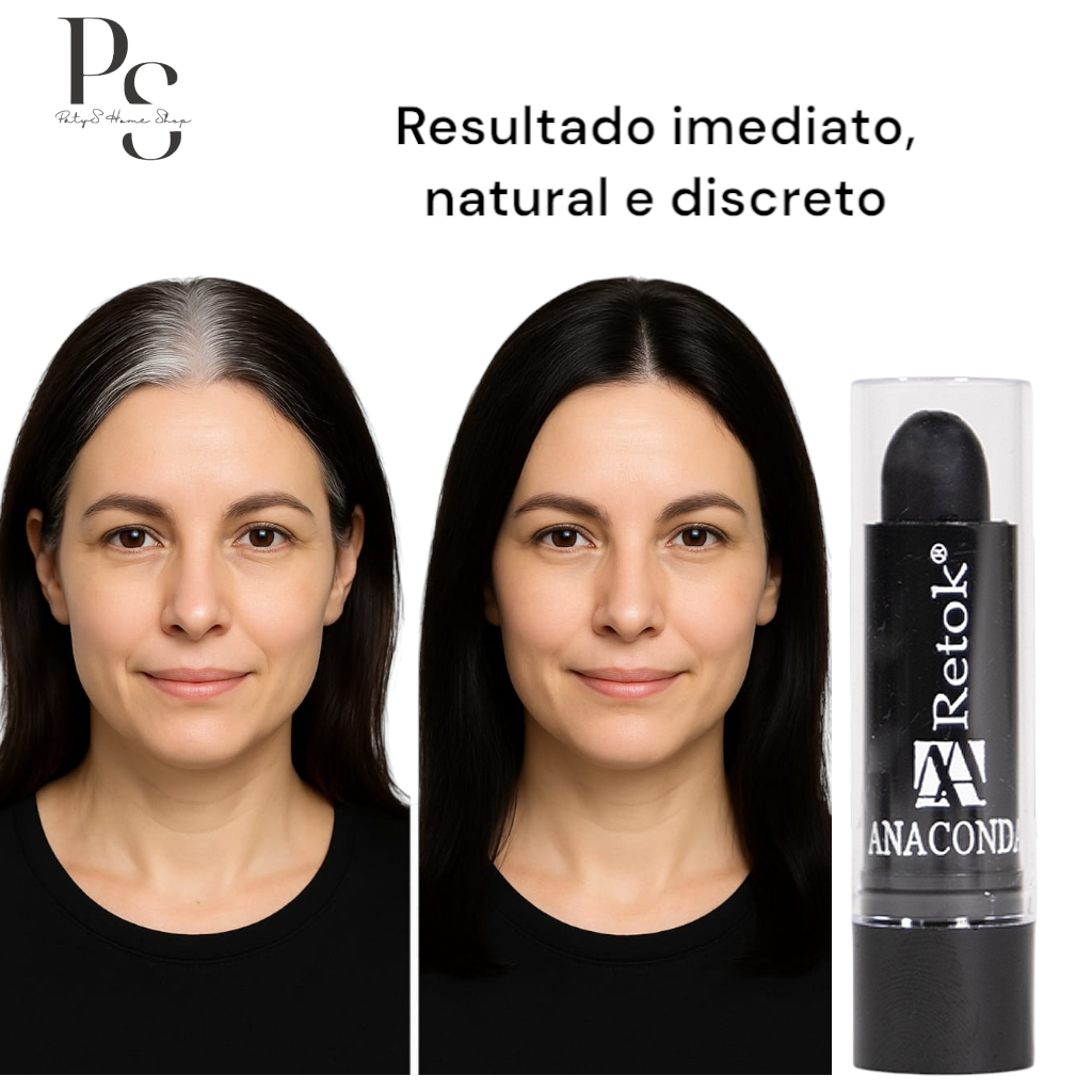 Retoque bastão Batom Stick PRETO Disfarça Cabelos Brancos Calvice barba achadinhos make cabelo sho