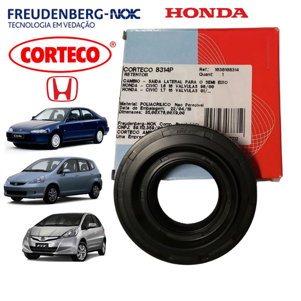 Retentor Semi Eixo Tulipa  Honda Fit 1.4 1.5 Cvt Esquerdo Civic 1.5 1992 a  95 Medidas 35x76x9mm NoK