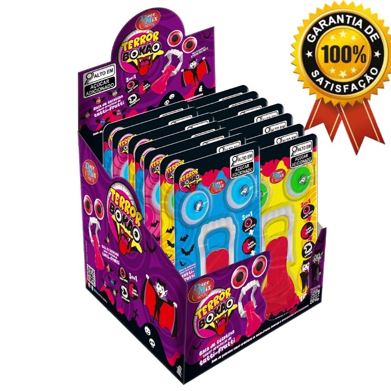 BALA DE GELATINA - GOMA/ TERROR BOKAO  20UN × 16G - SABOR tutti-frutti em Oferta na Shopee