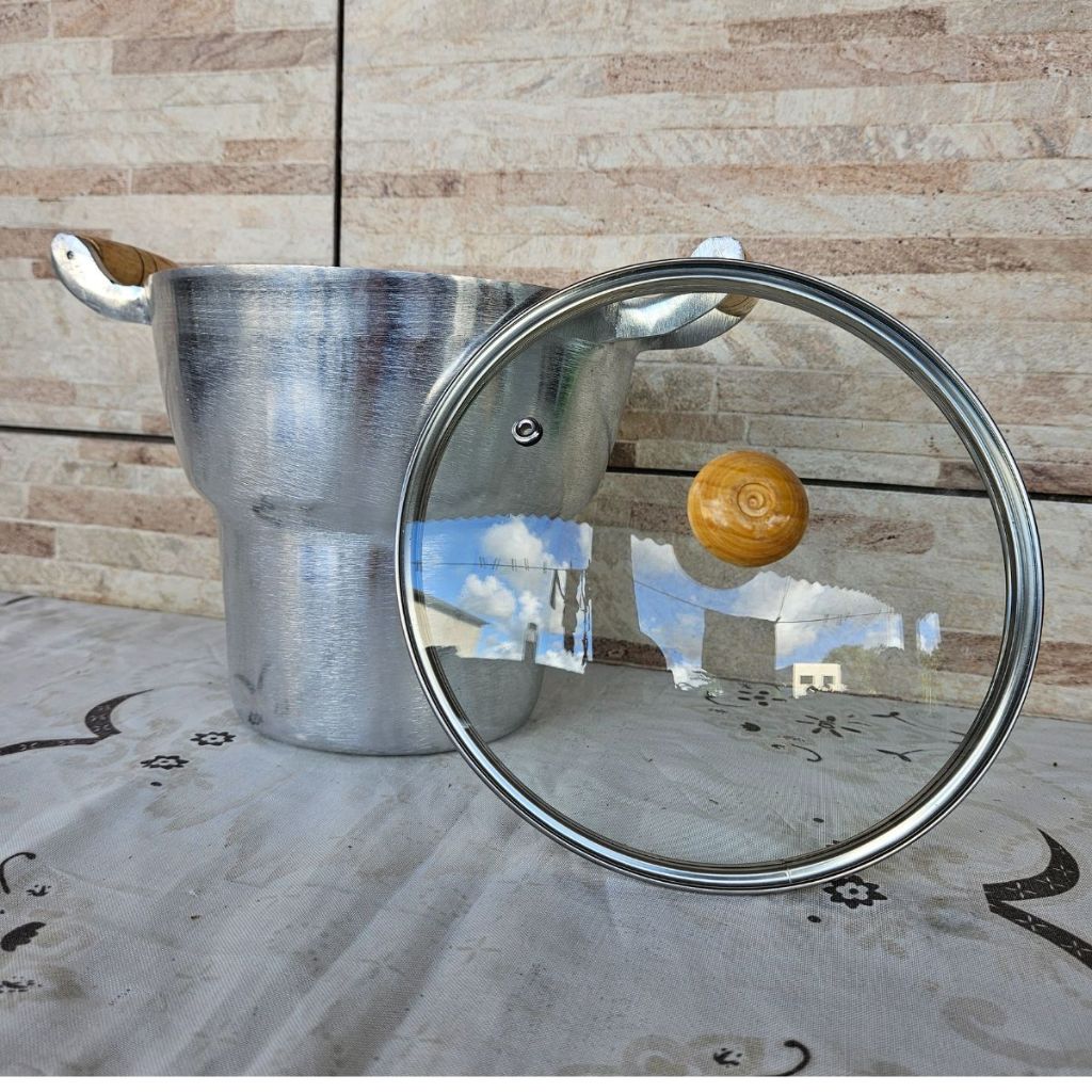 Cuscuzeiro Nordestino de Aluminio Fundido Batatido Grande N20 Com Tampa Grossa De Aluminio Ou Vidro