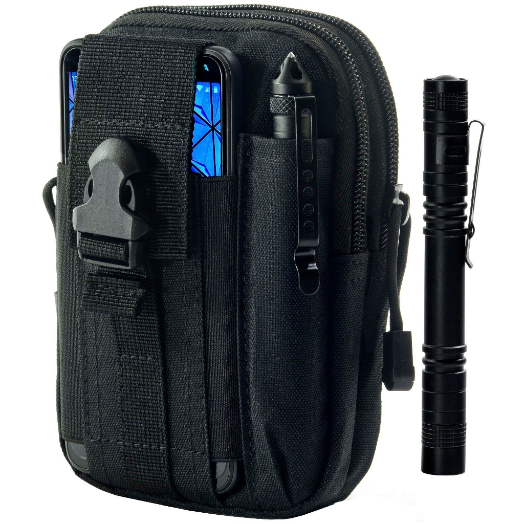 Pochete Bolsa Porta Treco Tático Militar Molle M1 + Mini Lanterna XPE