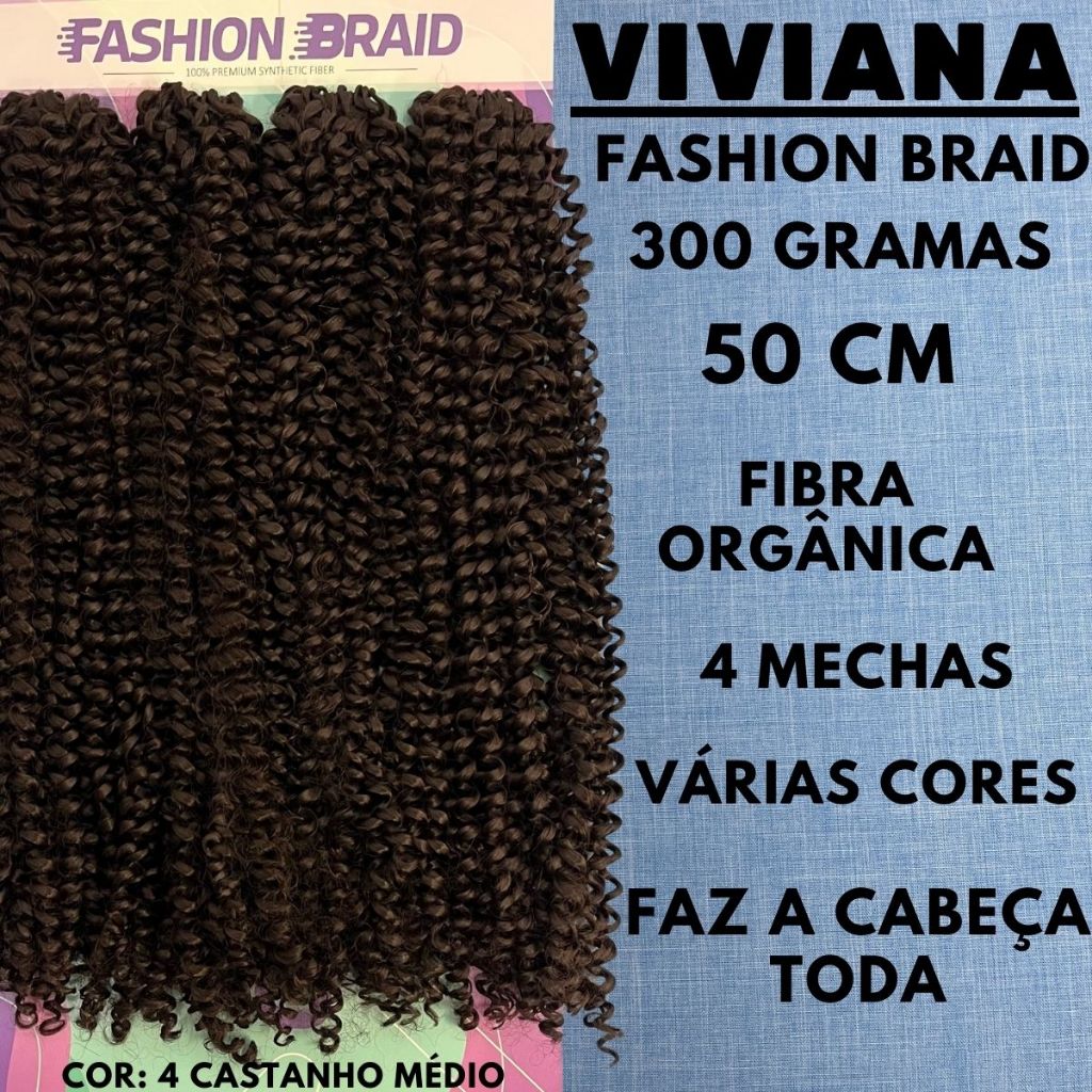 Crochet Braids Cabelo Cacheado ORGÂNICO Viviana 50cm FASHION LINE  Crochet Braids 300g.