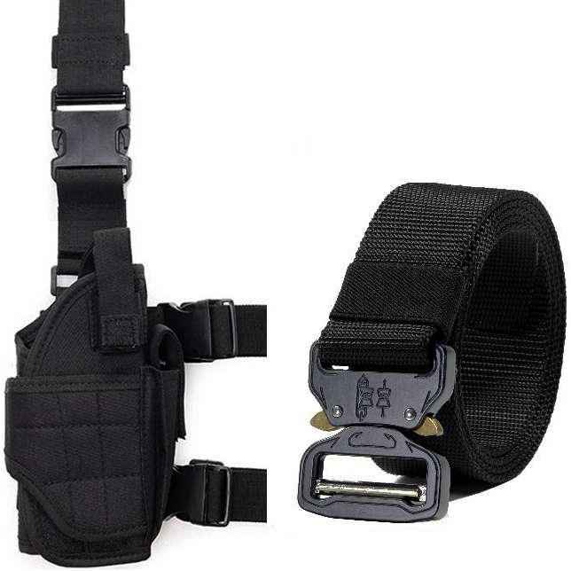 Coldre Tático  Perna Universal Multifunção Porta Treco Black Ops+ Cinto Tatíco Militar Engate Rápido