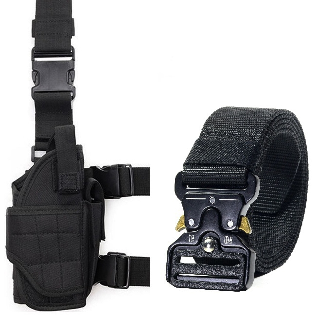 Coldre Tático  Perna Universal Multifunção Porta Treco + Cinto Tático Militar Engate Rápido AL-4