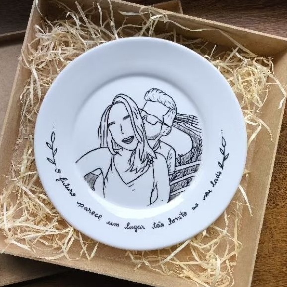 prato com contorno de foto silhueta de foto pb em Oferta na Shopee