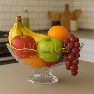 Fruteira Saladeira Organizador Multiuso De Frutas Tipo Aparência de Vidro Transparente Res...