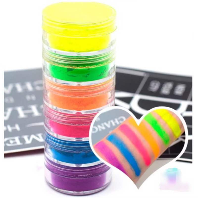 6 Cores de Sombras Pigmento Neon Colorido Em Pó Corretivo Festas