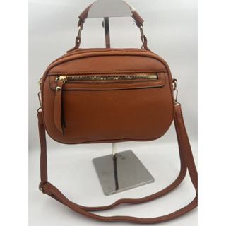 Bolsa feminina média transversal, zíper duplo, alça ajustável, couro sintético em Oferta na Shopee