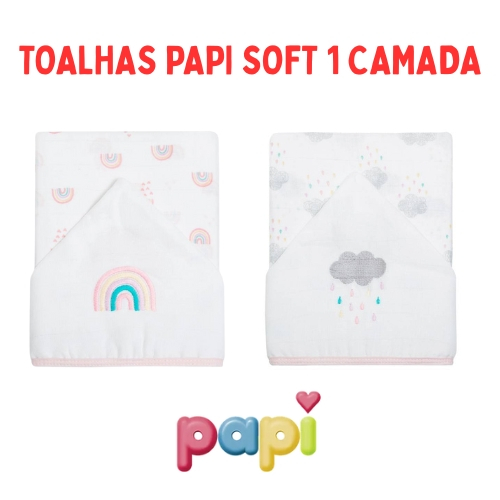 Toalha de banho bebê Papi soft 1 camada 100% algodão estampada tamanho 1,10x90cm