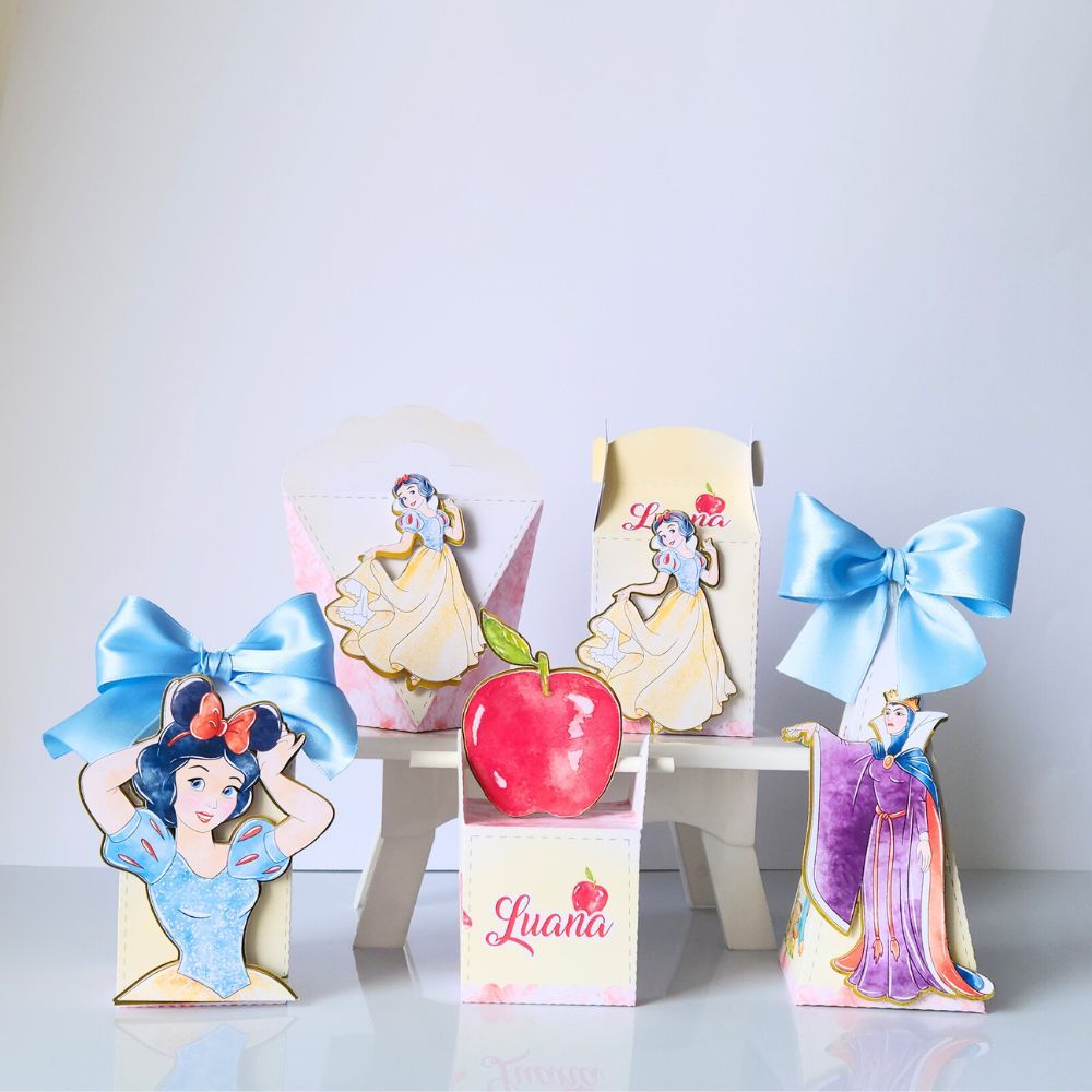 KIT FESTA BRANCA DE NEVE AQUARELA LEMBRANCINHAS PERSONALIZADAS PARA FESTA INFANTIL ANIVERSÁRIO DE MENINA/PRINCESAS