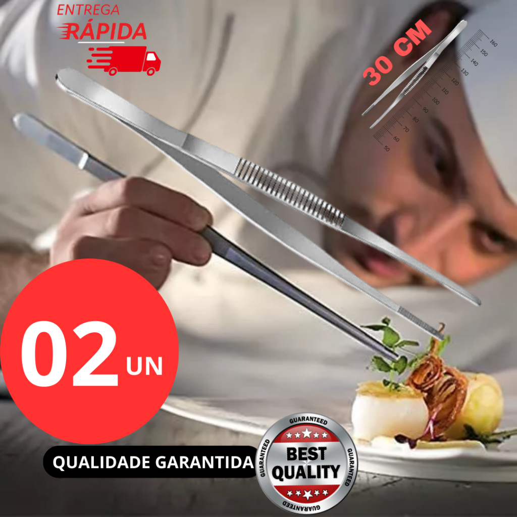 Kit 02 ou 1 un Pinça Culinária 30cm Aço Inox Profissional Barman Sushiman Bares Promoção. em Oferta na Shopee