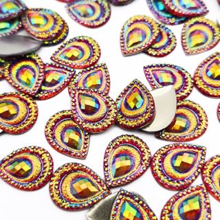 Chaton para Colagem em Resina Gota Pavão 13x18mm com Base Reta em Oferta na Shopee