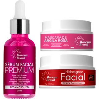 💖🌹 Kit Facial Completo – Argila Rosa 🌸  +  Sérum Rosa  Mosqueta + Creme Anti Sinais 🧖‍♀️ em Oferta na Shopee