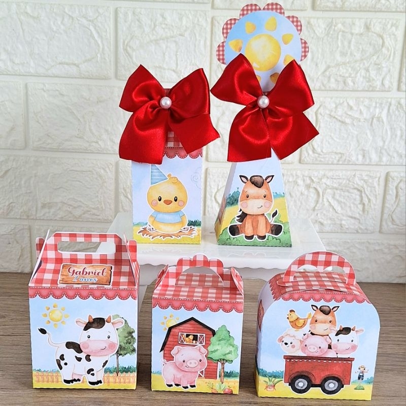 kit Caixinha personalizada tema Fazendinha vermelha  lembrancinha personalizada Fazendinha kit festa Fazendinha