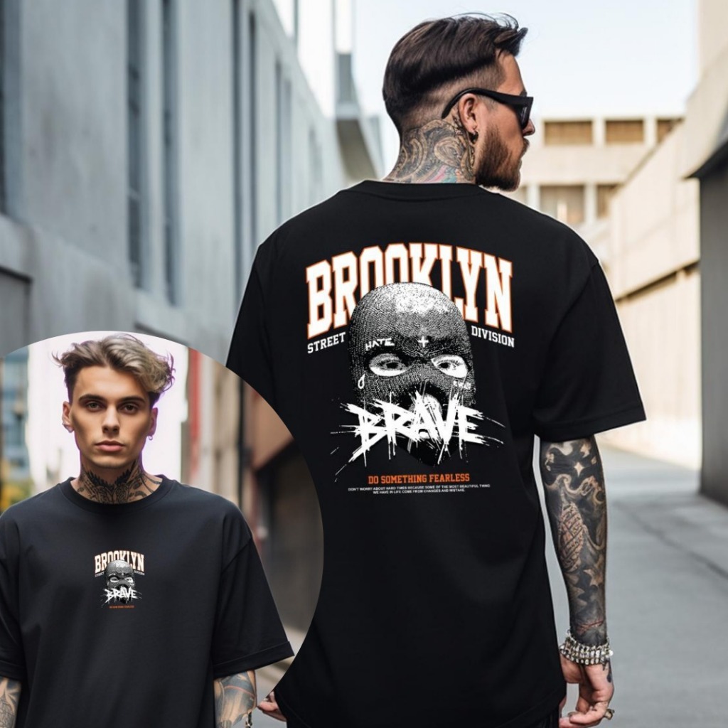 Camisa Brooklyn Brave Balaclava Oversized Streetwear Estilo de Rua Lançamento