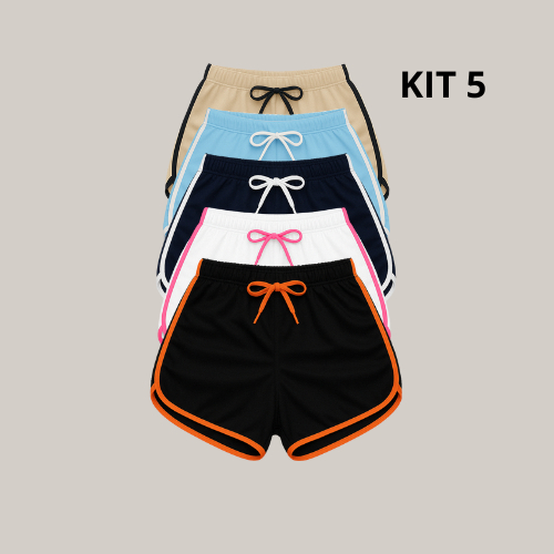Kit  5 Shorts Feminino Soltinho