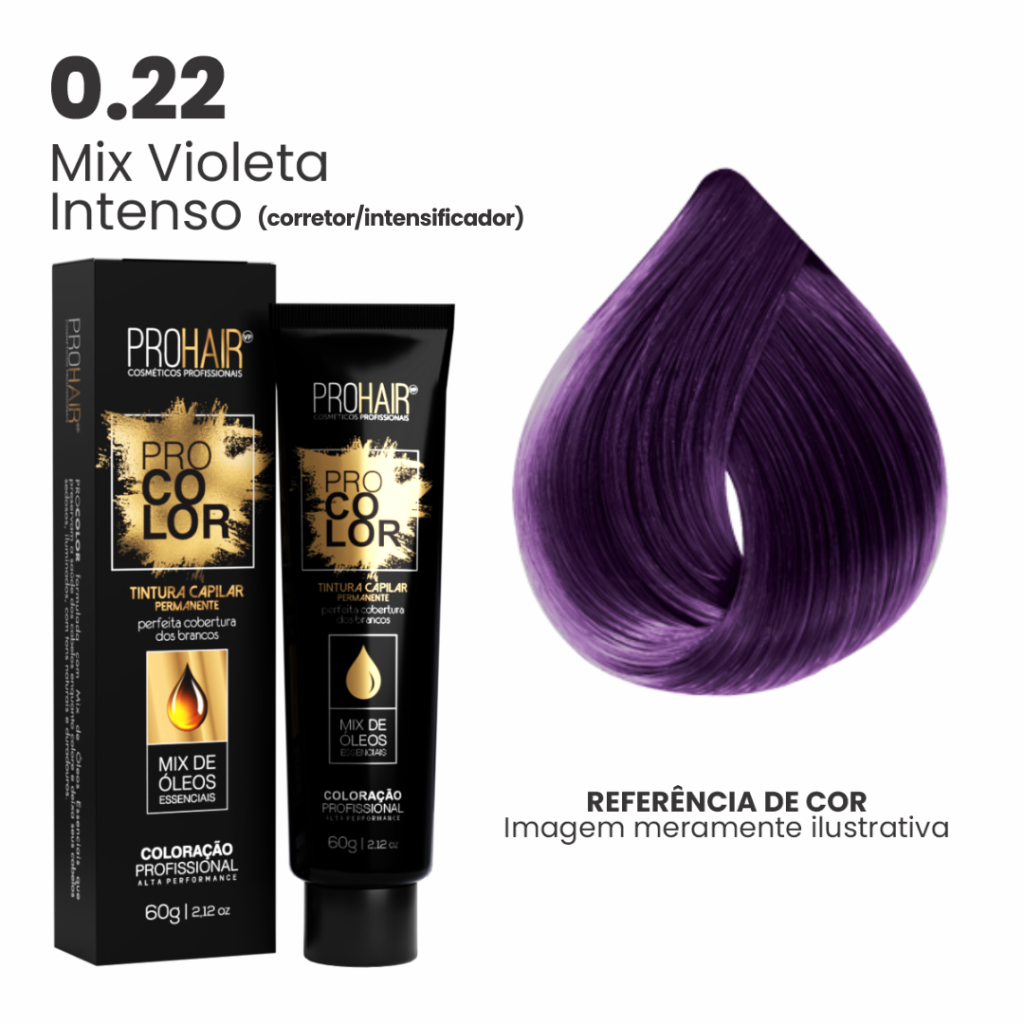 Coloração Profissional 60g Pro Color 0.22 Super Mix Violeta Intenso ProHair
