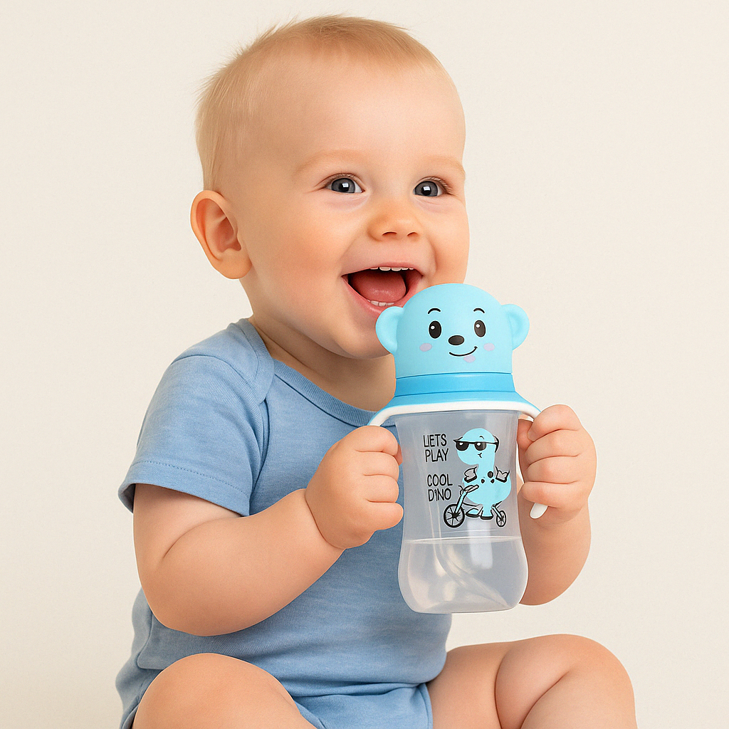 Mamadeira Infantil com alça 350 ml bebe criança femino masculino desenho