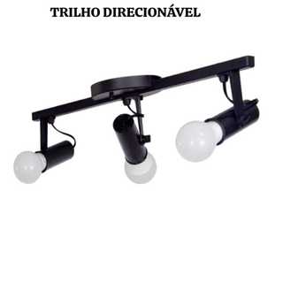 Luminária de Teto Spot Trilho TUBO 3 Lâmpadas Soft Direcionável E-27 Bivolt
