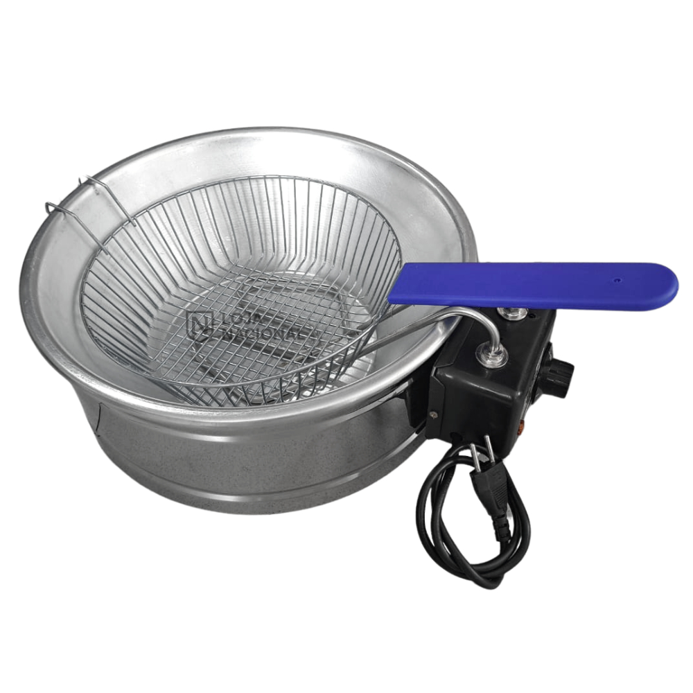 Fritadeira Elétrica Industrial Residencial Tacho Redondo 5L com Cabo Protetor para Batata Pastel Kibe Salgados