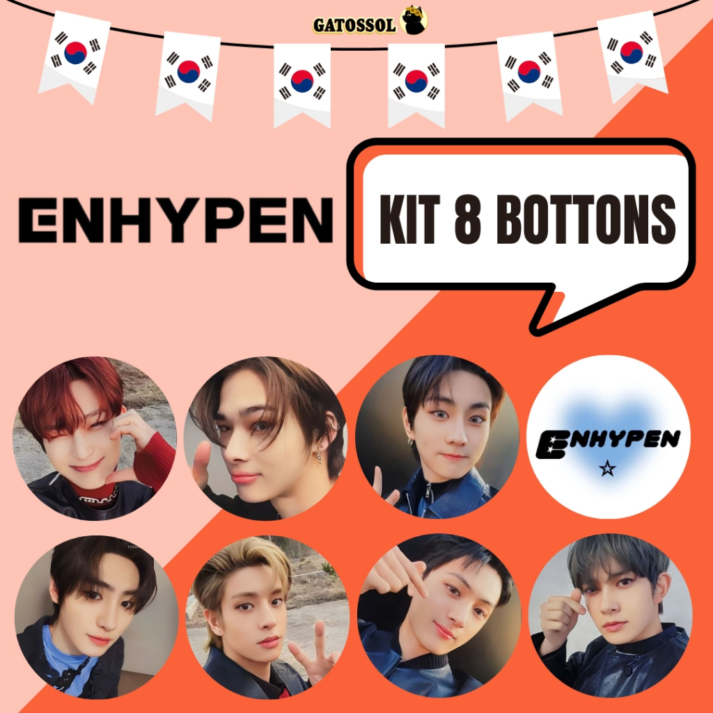 KIT ENHYPEN 8 Bottons 4,5CM Broche ENGENE KPOP-IDOL-COREANO- K-POP Bottom/botton Boton Buton alfinete Boton Button Pin