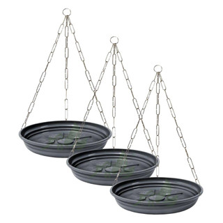 3 Kit Suporte de Vaso Suspenso Resistente Para Plantas Pequeno - Haste Corrente 44cm e Prato Plástico 17cm - Nutriplan