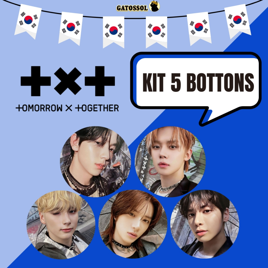 KIT TXT 5 Bottons 4,5CM Broche MOA KPOP-IDOL-COREANO- K-POP Bottom/botton Boton Buton alfinete Boton Button Pin