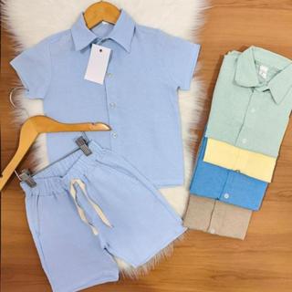 Conjunto Infantil Linho Camisa e Short Menino 2 Peças em Oferta na Shopee