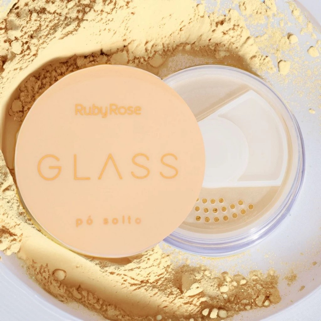 Pó Solto Facial de Banana ou Translúcido Ultrafino Glass Ruby Rose 15g HB864 em Oferta na Shopee