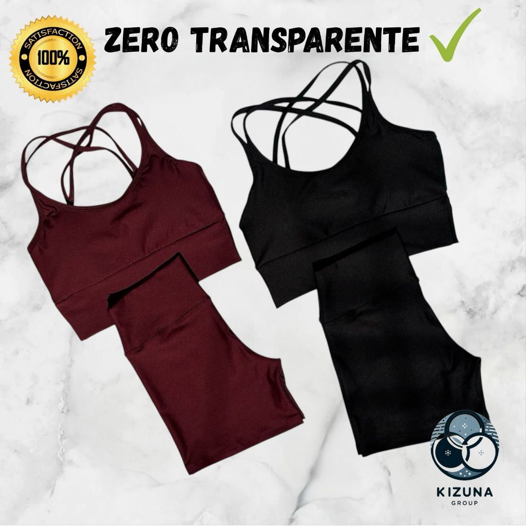 Kit 2 Conjuntos Fitness Feminino Top e Short Suplex | Zero Transparente | Academia e Corrida