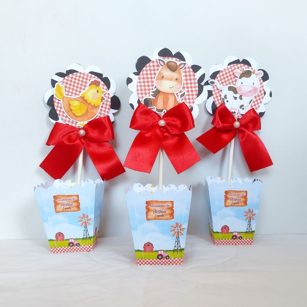 Centro de mesa para lembrancinha Fazendinha / Lembrancinha Personalizada / Aniversário Infantil Fazendinha / kit festa