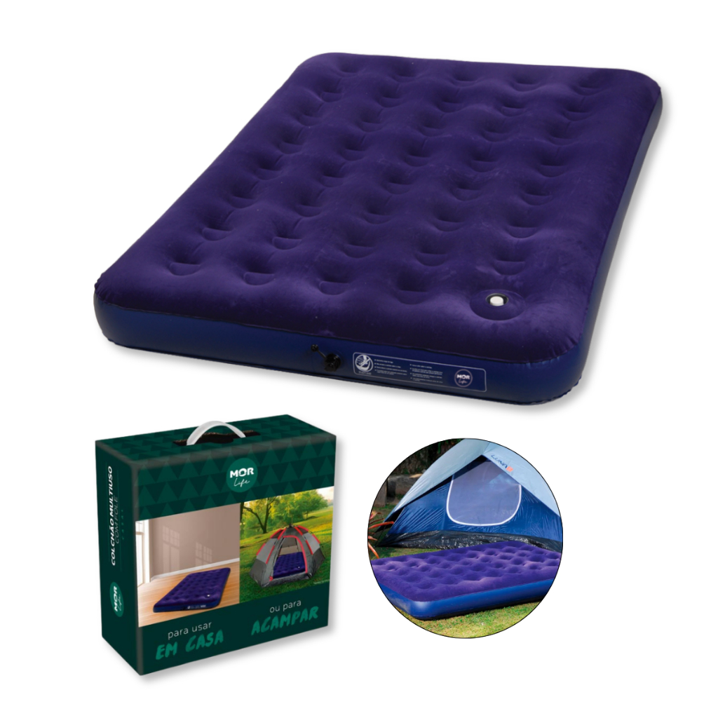 Colchão inflável Mor Colchão Inflável Mor Casal Casal cor azul hasta 160kg de 138cm x 191cm x 22cm