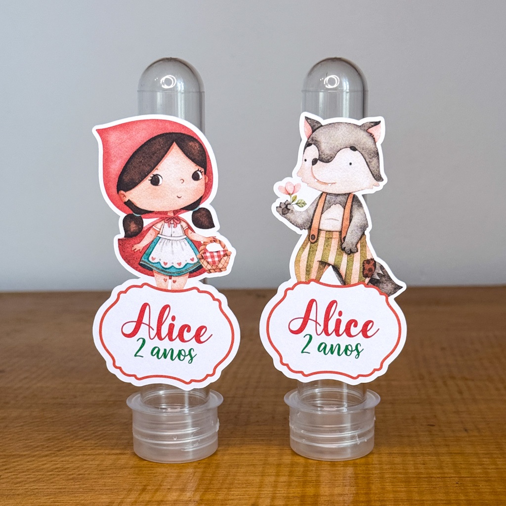 Aplique para Tubete Chapeuzinho Vermelho - Aniversário -Festa Infantil -Lembrancinhas Personalizadas
