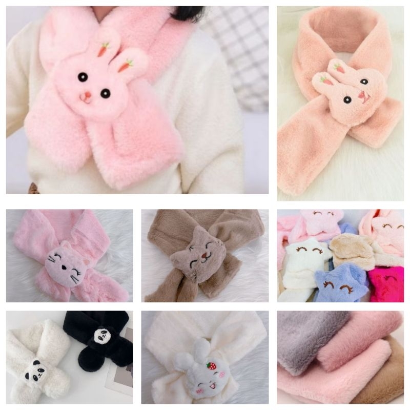 Cachecol bebê infantil pelúcia fofo de bichinhos quentinho em Oferta na Shopee