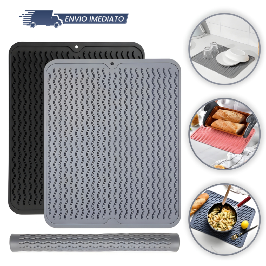 Descanso De Panela e Louça Escorredor De Silicone Premium Tapete Pia Antitérmico Antiderrapante