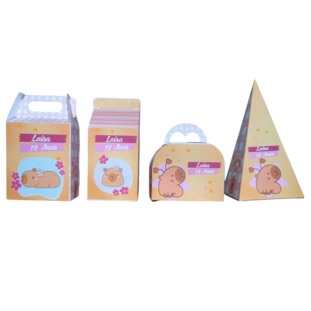 Kit Caixinhas Personalizadas Capivara Lembrancinhas Festa de Aniversário