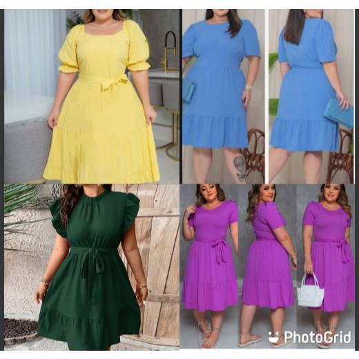 Vestido Midi Plus Size Soltinho 38 AO 50 Tule Moda Evangélica Luxo Elegante Comportado Tamanho Grande Godê