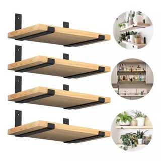 kit 2 a 4 Prateleira indústrial com mão francesa invertida luxo organização em Oferta na Shopee