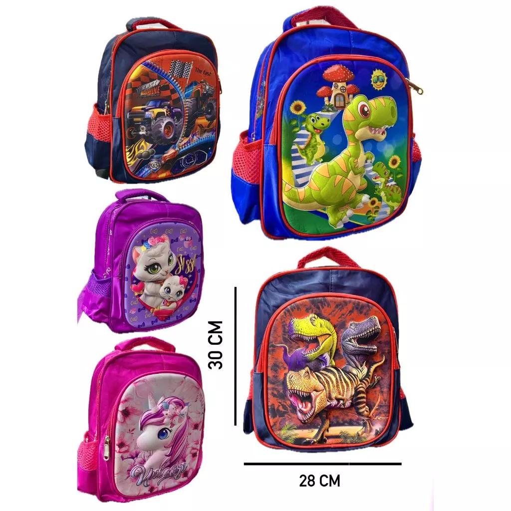 Mochila Escolar Infantil Impermeável – Estampa de Dinossauro ou Unicórnio para Meninos e Meninas