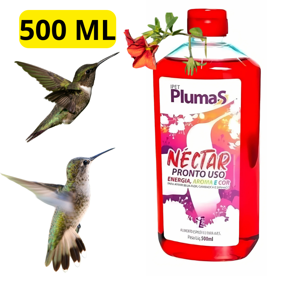 Néctar para Beija flor Cambacica e Sanhaço Pronto Uso 500ml Ipet Beija-flor