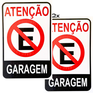 Kit 2 Placa Proibido Estacionar Garagem Sinalização Portão Guincho Comércio 20cmx30cm em Oferta na Shopee