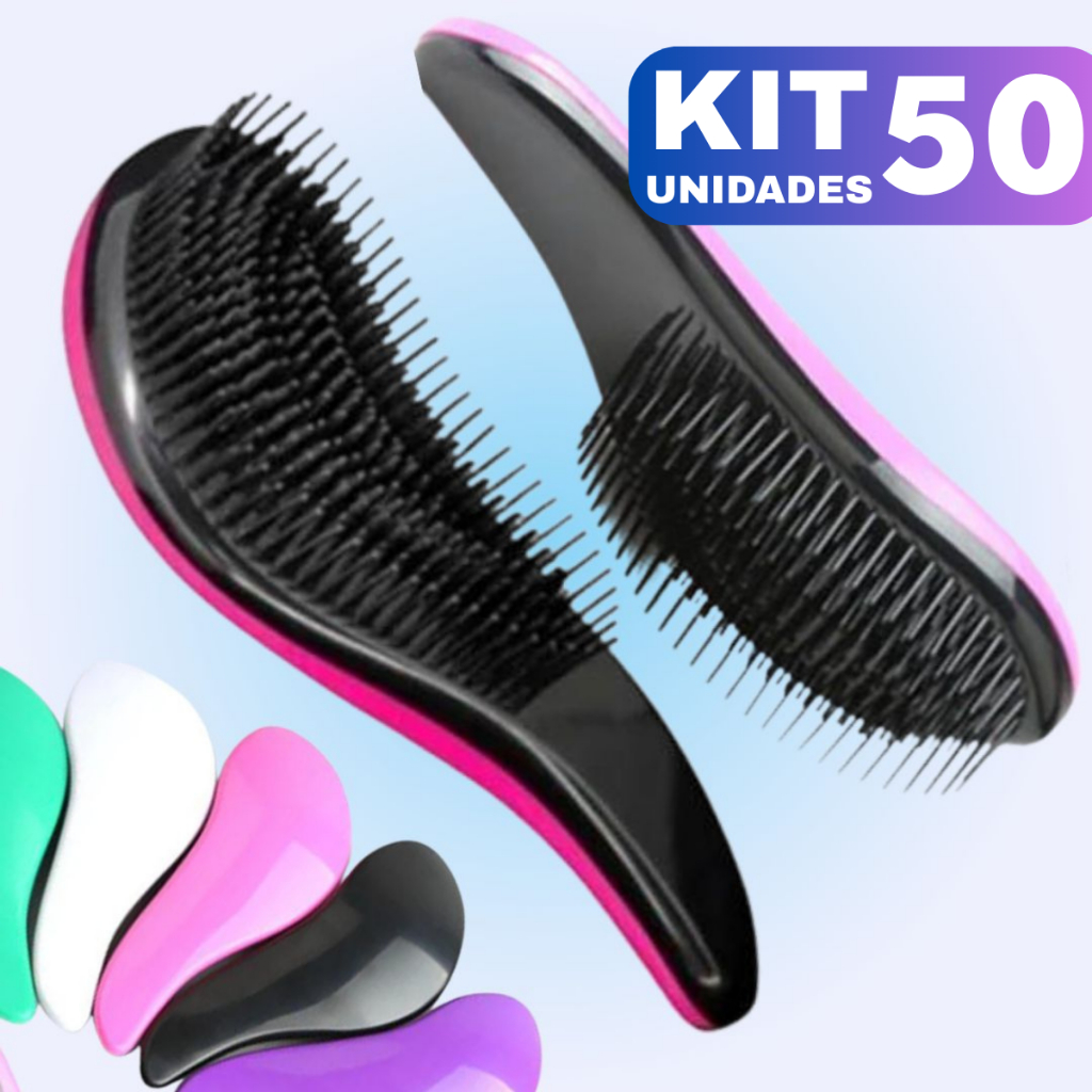 Kit até 50 Escovas Mágica Para Cabelo com Cabo Para Desembaraçar Banho Anti Frizz