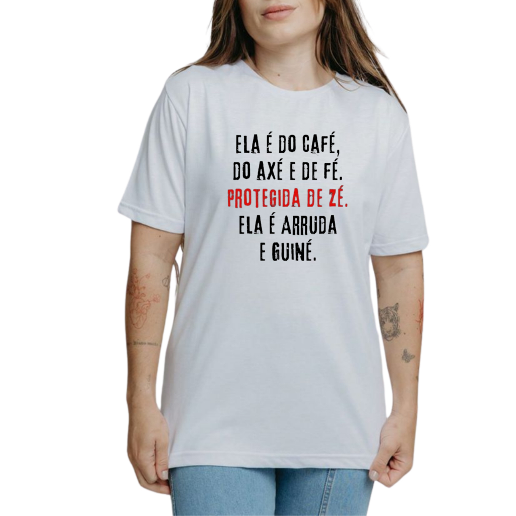 Camiseta Feminina Estampada Zé Pilintra Orixá Umbanda Axé Candomblé 100% Algodão
