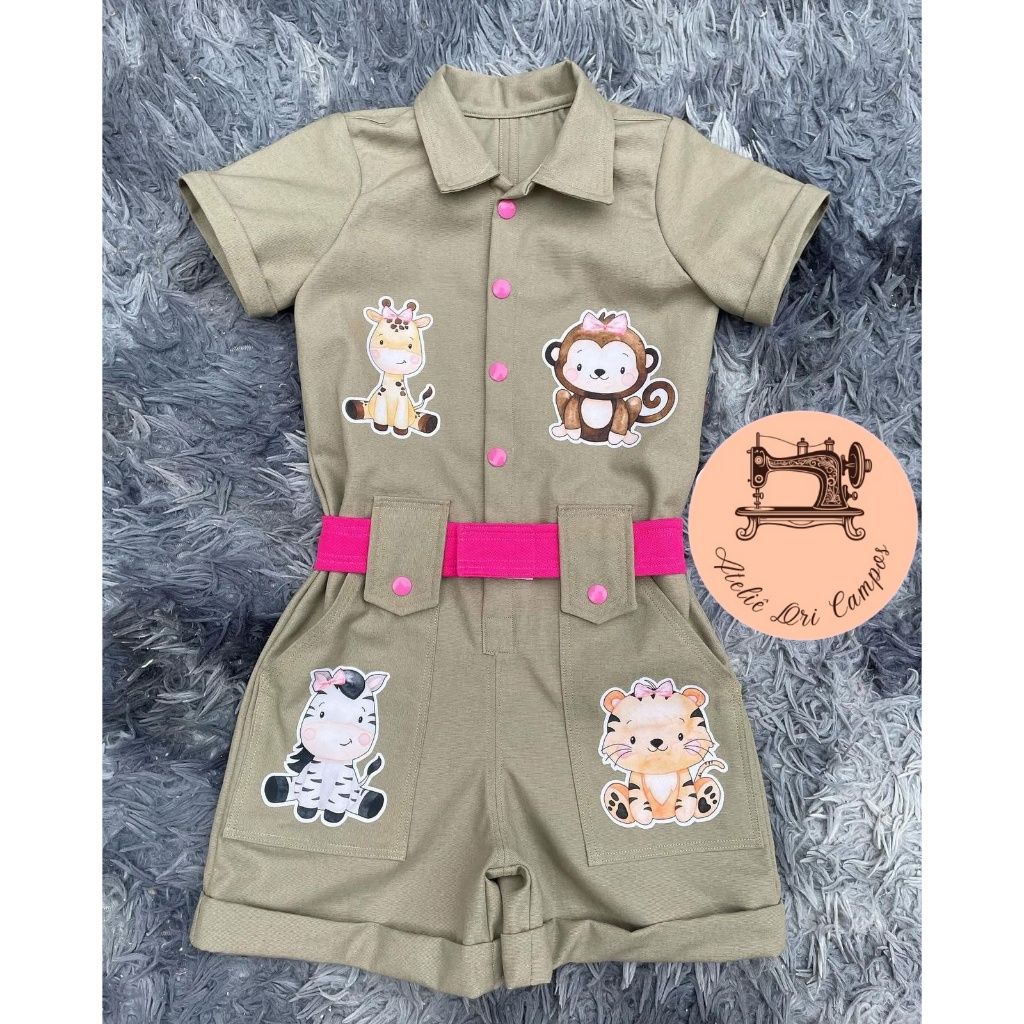 Macacão ou Vestido Safari Menina