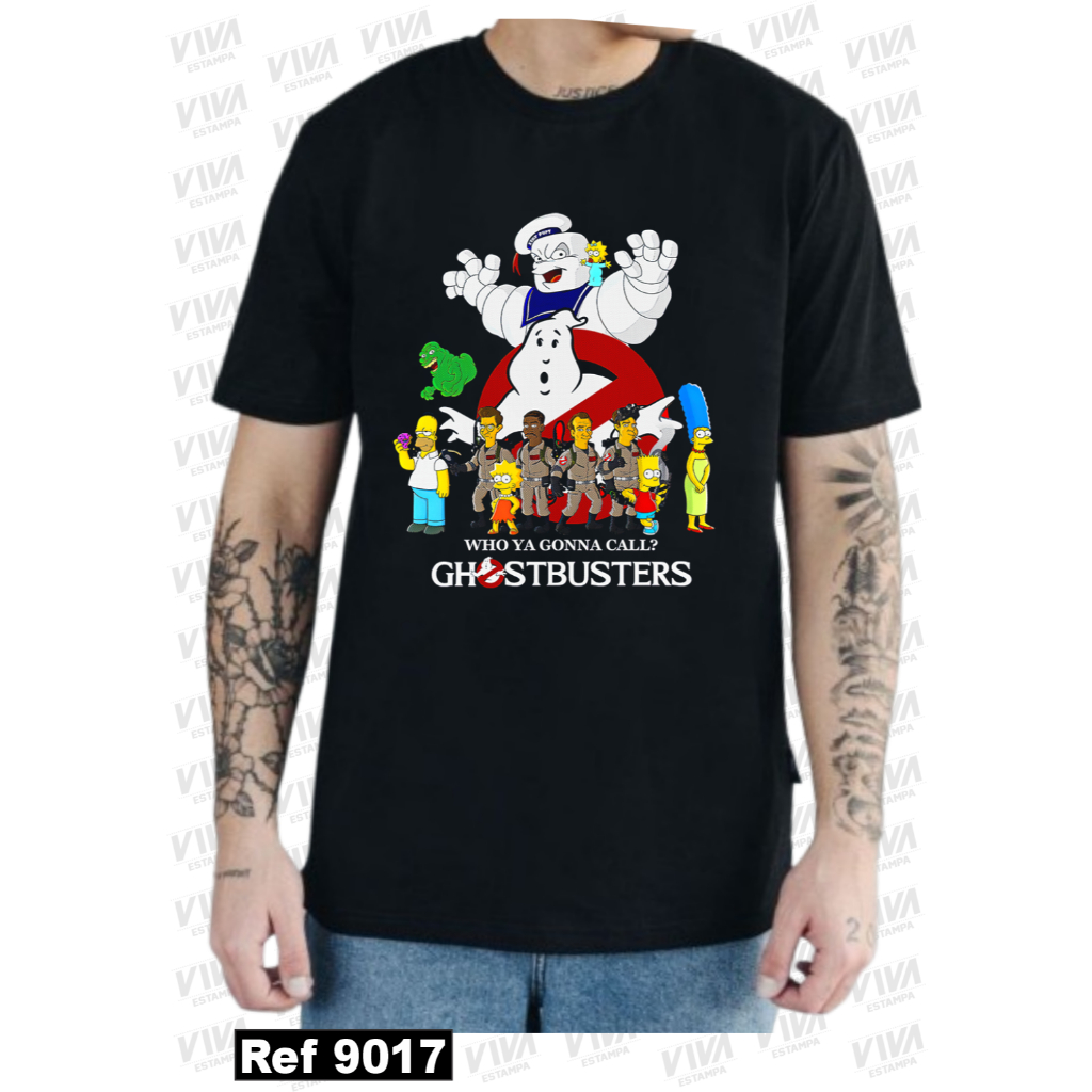 Camiseta Unissex Camisa 100% Algodão Ghostbusters Caça Fantasmas Os Simpsons  Filme  Envio Rápido  Estampa Digital