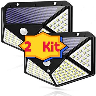 2 Luminária Solar 100 Led Com Sensor Prova D'Água Refletor Solar Parede Luz Led Solar Luminaria para Jardim Solar em Oferta na Shopee