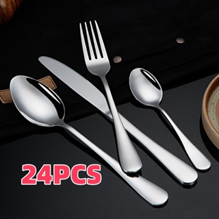 24 Peças Jogo De Faca Garfo Colher De Mesa Usado Em Restaurantes E Cozinhas Promoção
