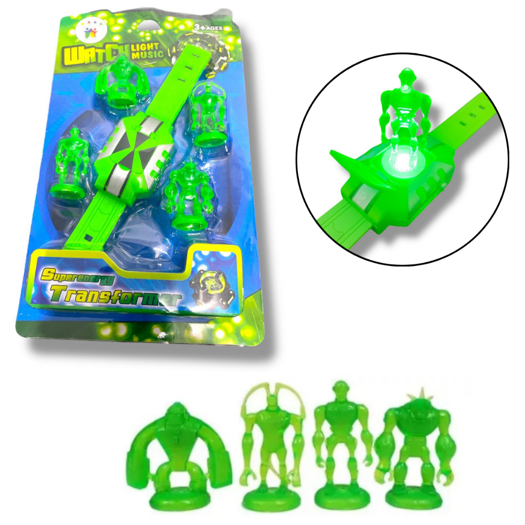 Relógio Ben 10 Com 4 Bonecos Aliens Luz E Som Ominiverse